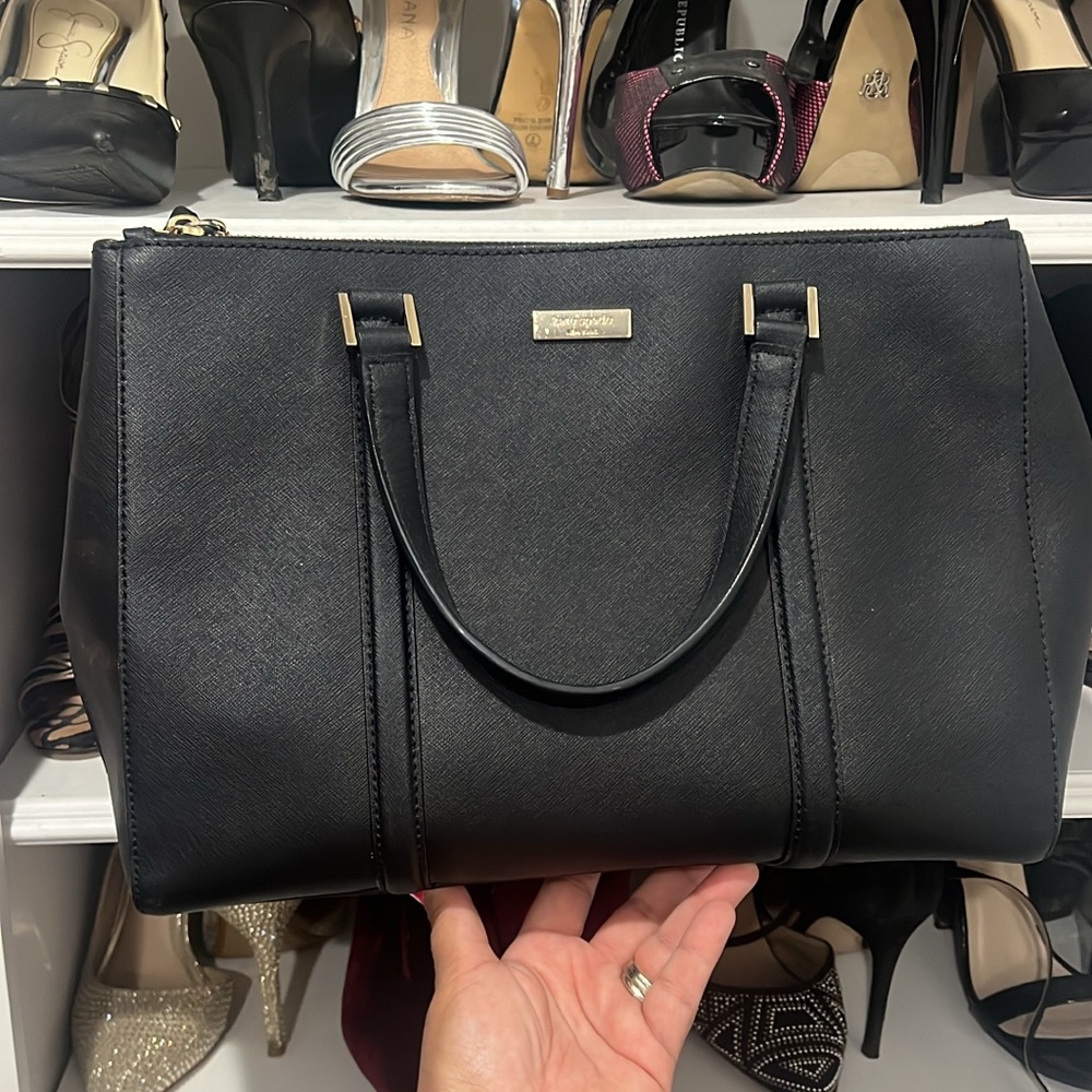 Kate Spade Black Structured Tote with Gold Accents